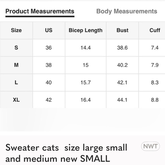 Sweater cats size large small and medium new SMALL MEDIUM LARGE SWEATER SWEATER - Picture 3 of 3